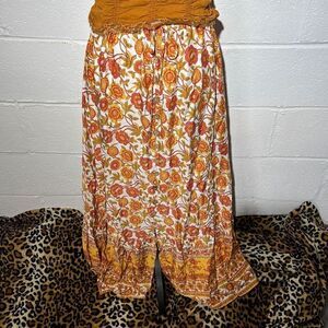 Bohemian style long skirt orange